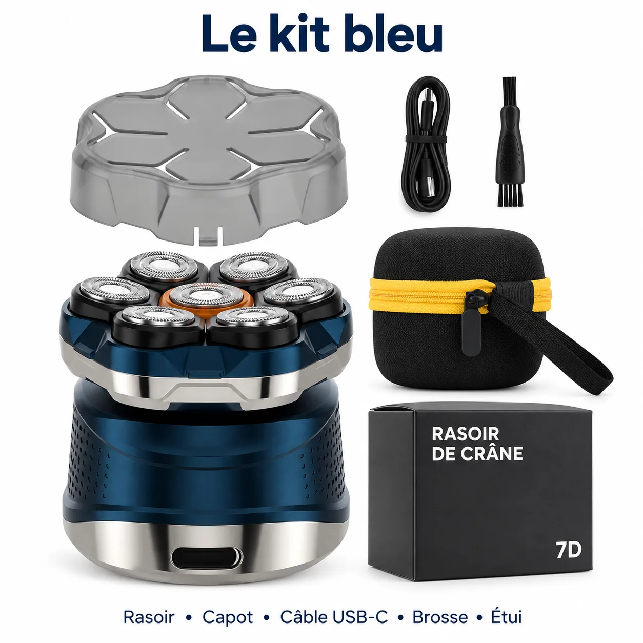 Accessoires illustrés avec le modèle bleu